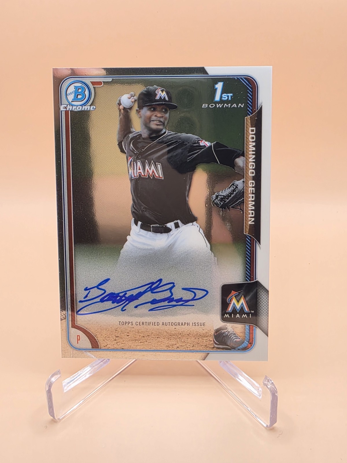 2015 Bowman Domingo German Auto Chrome Prospect Autographs #BCAP-DGE Card