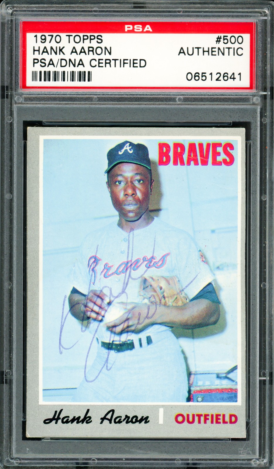 Hank Aaron Autographed 1970 Topps Card #500 Atlanta Braves PSA/DNA