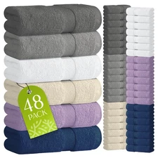 Wealuxe Cotton Washcloths Soft Absorbent Bathroom Face Towels 12x12 Inch Multi 4