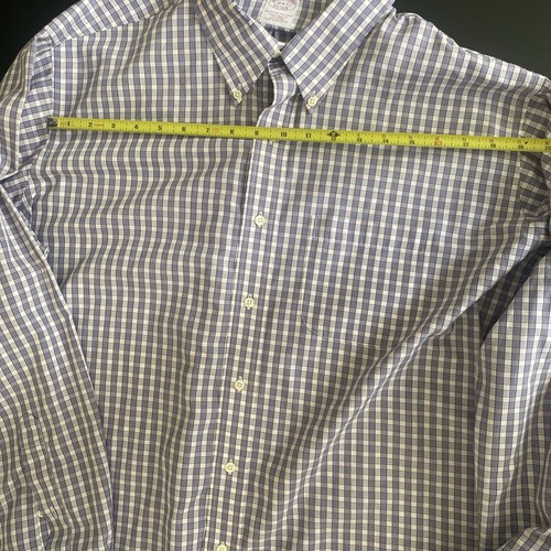 Chemise habillée Brooks Brothers régulière sans fer bleu foncé rouge à carreaux 18-6/7 homme XXL - Photo 3/6