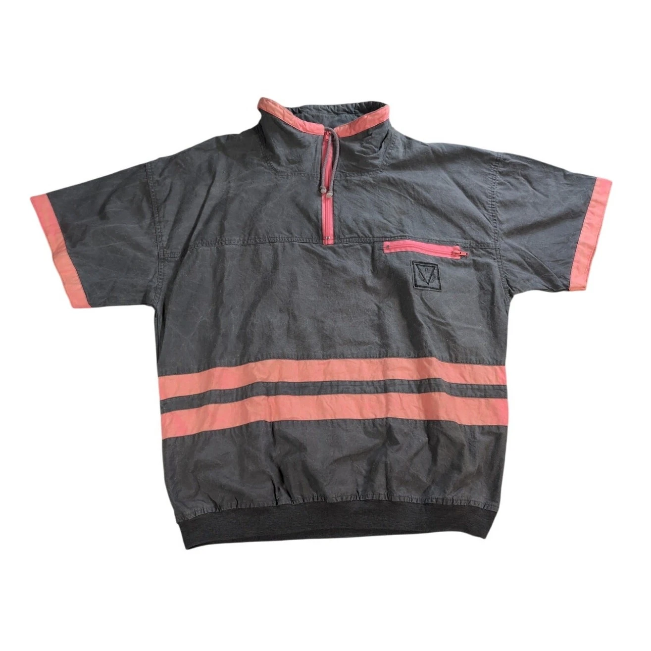 Y2K BB Sport Half Zip Pullover Windbreaker Shirt Mens L Gray Pink NWT Vintage