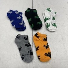 Unisex Adults 5 Pack Multicolored Hemp Leaf Printed Ankle Socks Size 6-10 Defect