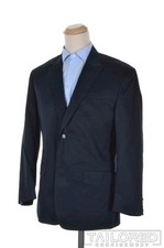 ROBERT GRAHAM Solid Blue 100 Cotton Peak Lapel Blazer Sport Coat Jacket - 40