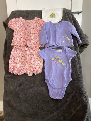Vintage TALBOTS baby girl clothes bundle Bodysuit Set , Pink Bloomer Set and Bib