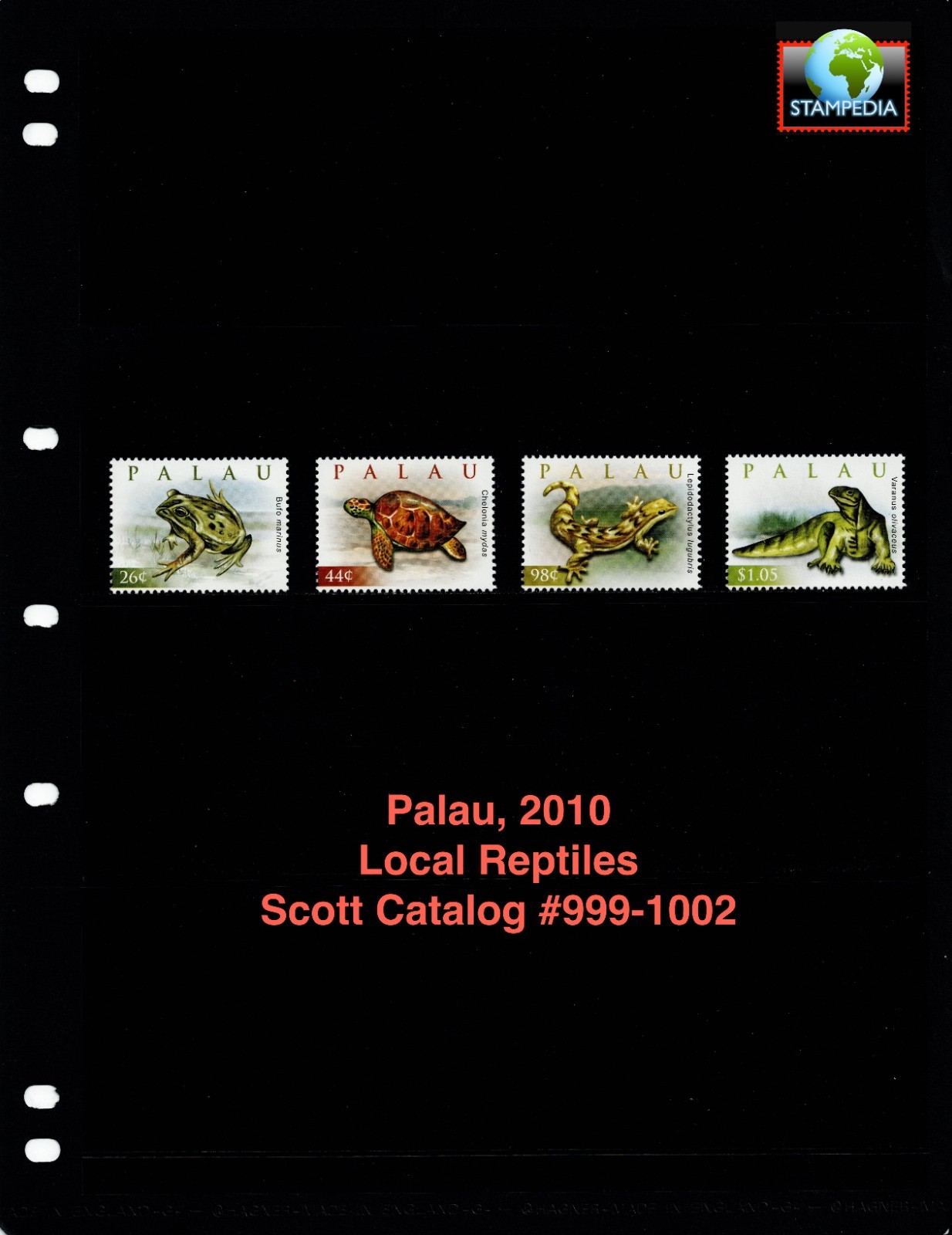 $5.50 Scott Value - 2010 PALAU Reptiles Frogs Turtles Lizards CV MNH NH UMM