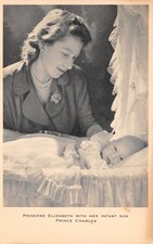 ROYALTY POSTCARD PRINCESS ELIZABETH WITH PRINCE CHARLE GOOD PLUS TO VERY GOOD