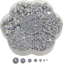3000PCS 1 Box Grey Round Flatback Imitation Half Pearls Bead Loose Beads Gem Gr