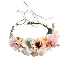Fairy Flower Crown Woodland Headband Floral Halo Pink Women Cosplay Elf