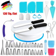 130tlg. Tortenplatte Drehbar Tortenständer Kuchen Drehteller Torten Zubehör Set