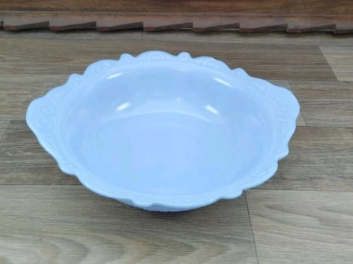 Vintage McKee Delphite Blue Milk Depression Glass 10"×3" Serving Bowl Dish