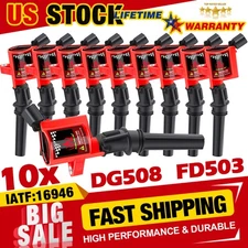 10Pack Ignition Coils For Ford E350 Excursion F250 F350 V10 6.8L DG508 1997-2016