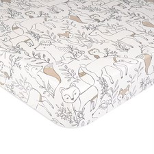 Crane Baby Cotton Sateen Fitted Crib Sheet - Ezra Woodland