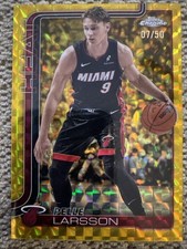 2025-2026 Topps Chrome Sapphire Gold Pelle Larsson /50 #189 Miami Heat