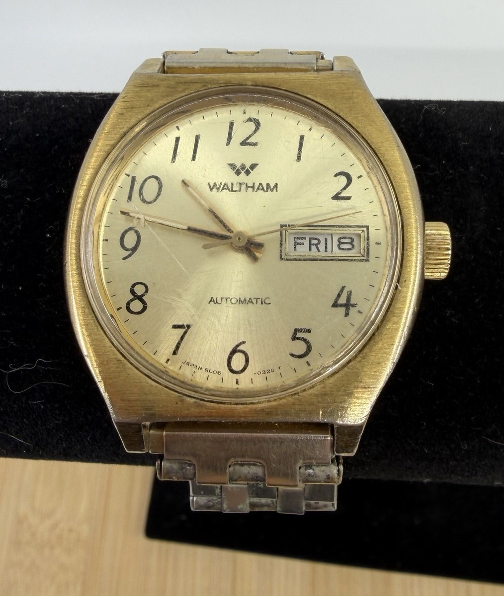 Vintage Waltham Automatic Gold Tone Men's Watch w/Day & Date