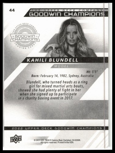 2022 Upper Deck Goodwin Champions #44 Kahili Blundell - Picture 2 of 2