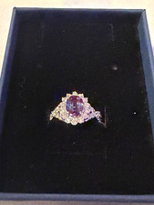 10K White Gold Oval Lab-Created Alexandrite H...
