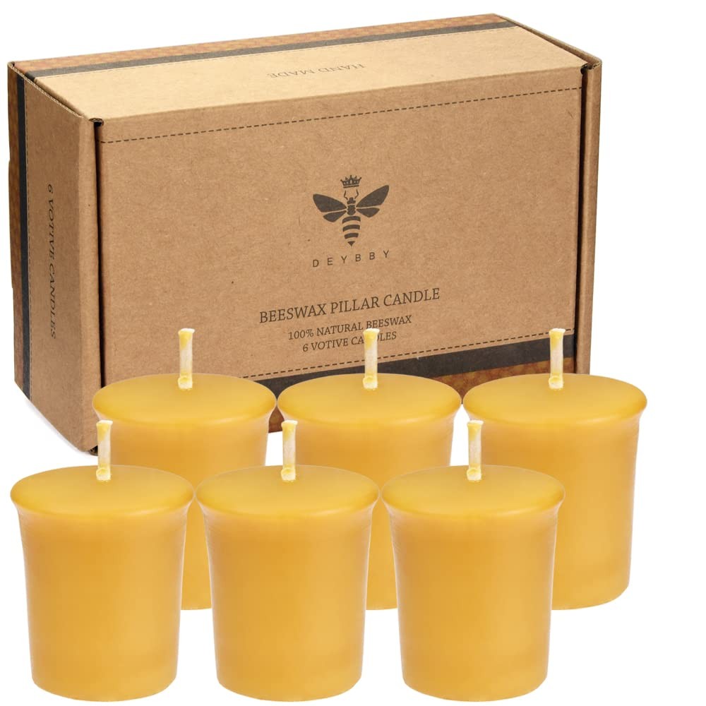 Pure Beeswax Votive Candles-6 Pack Natural Votives Set for H