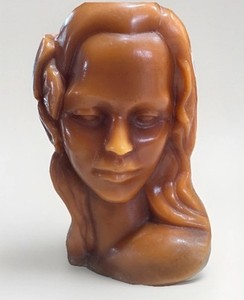 Vintage Wax Candle Bust Hawaiian Polynesian Tiki Woman Bust MCM Rare 8" Height