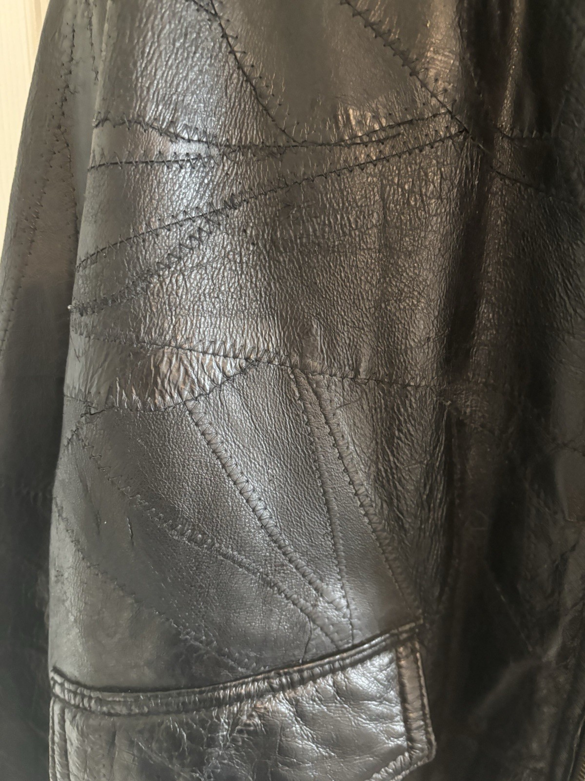 LeWorld Vintage Patchwork Leather Jacket Size XL - image 5