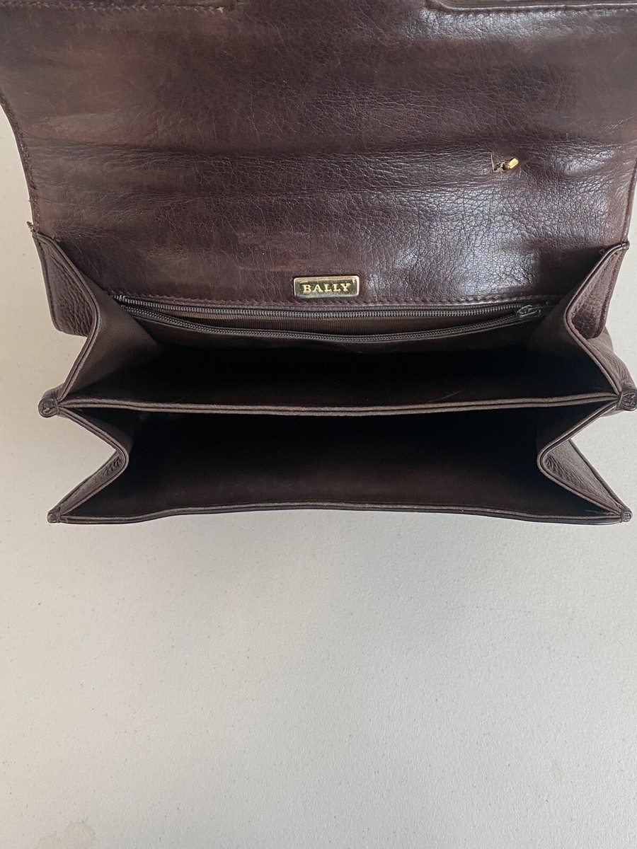 BALLY Vintage Embossed Handbag Croc Pattern Two Toned
