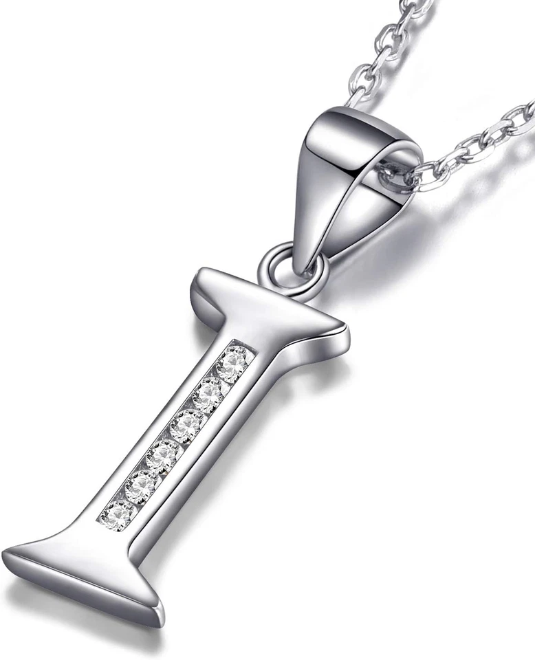 Collana in Argento 925 - Ciondolo Lettera Iniziale Con Pietre Zircone - Iniziali - Immagine 2 di 4