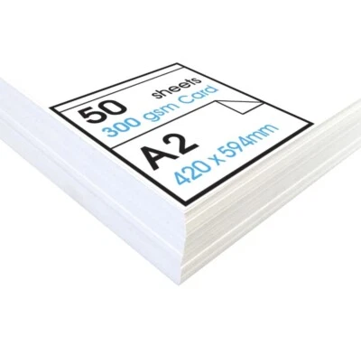 A2 Premium Thick White 300gsm Craft Printing Card x 50 Sheets