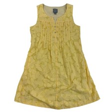 Rabbit Rabbit Rabbit Designs Yellow Floral Sleeveless Shift Dress Pleats Lined 4