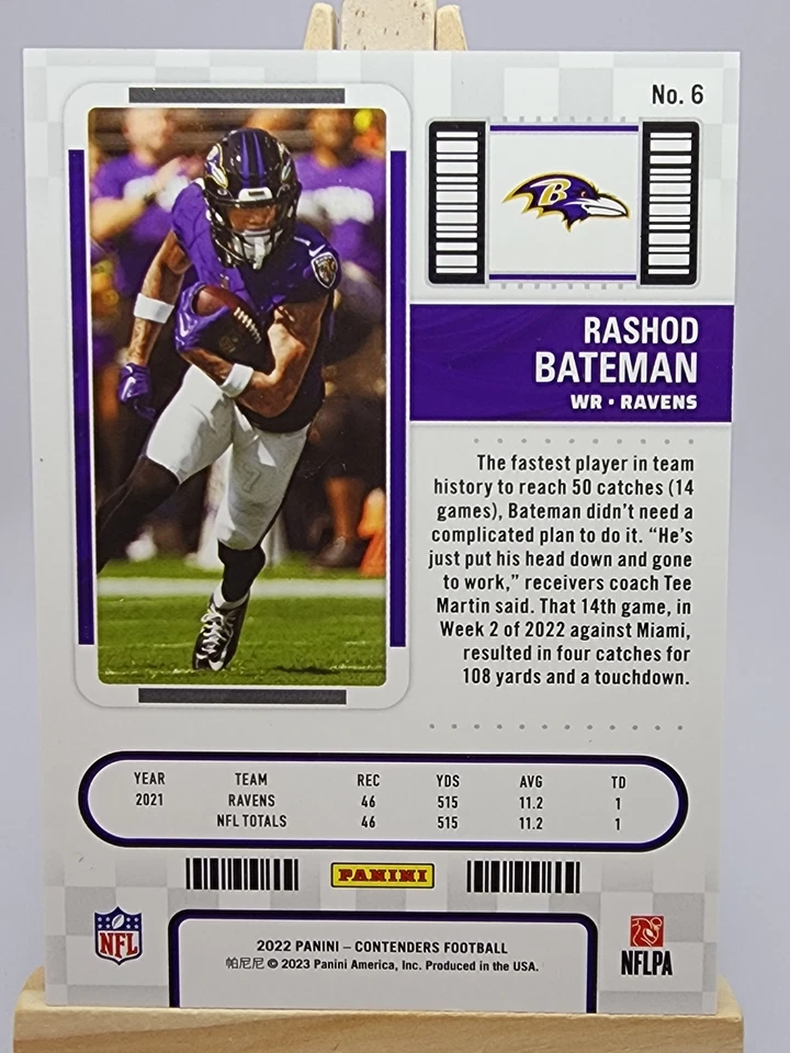 Rashod Bateman 2022 Panini Contenders Championship Ticket #6 /99 Ravens - Image 2 of 2