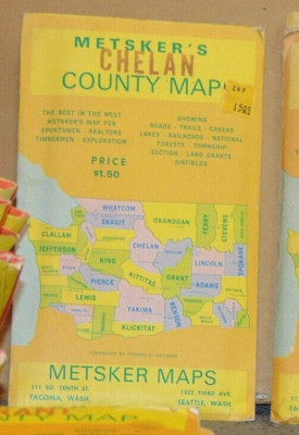 Mid 1950's Metsker Map of the Chelan County, Washington