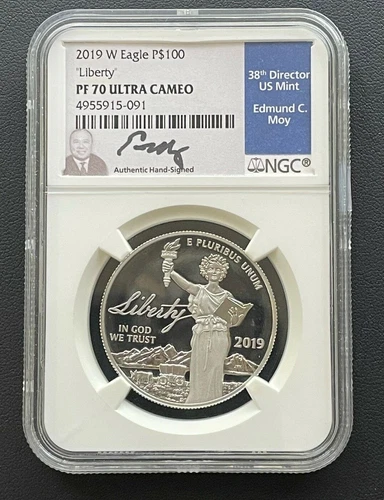 2019-W $100 1ozt. Proof Platinum Eagle, NGC PF-70 Ultra Cameo, Edmund Moy Label