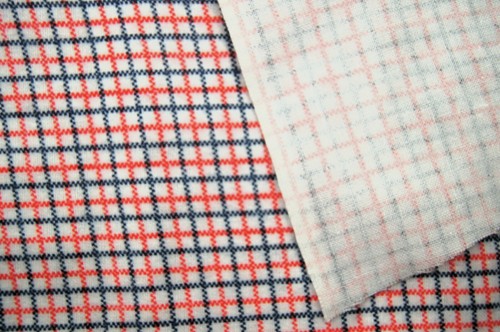 1+ Yards White Orange Blue Checked Flannel Fabric 53" X 44" - Picture 3 of 3