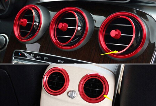 For Mercedes-Benz GLC 2016-21 Aluminum Red Console Air Outlet Vent Ring Decor - Picture 8 of 11