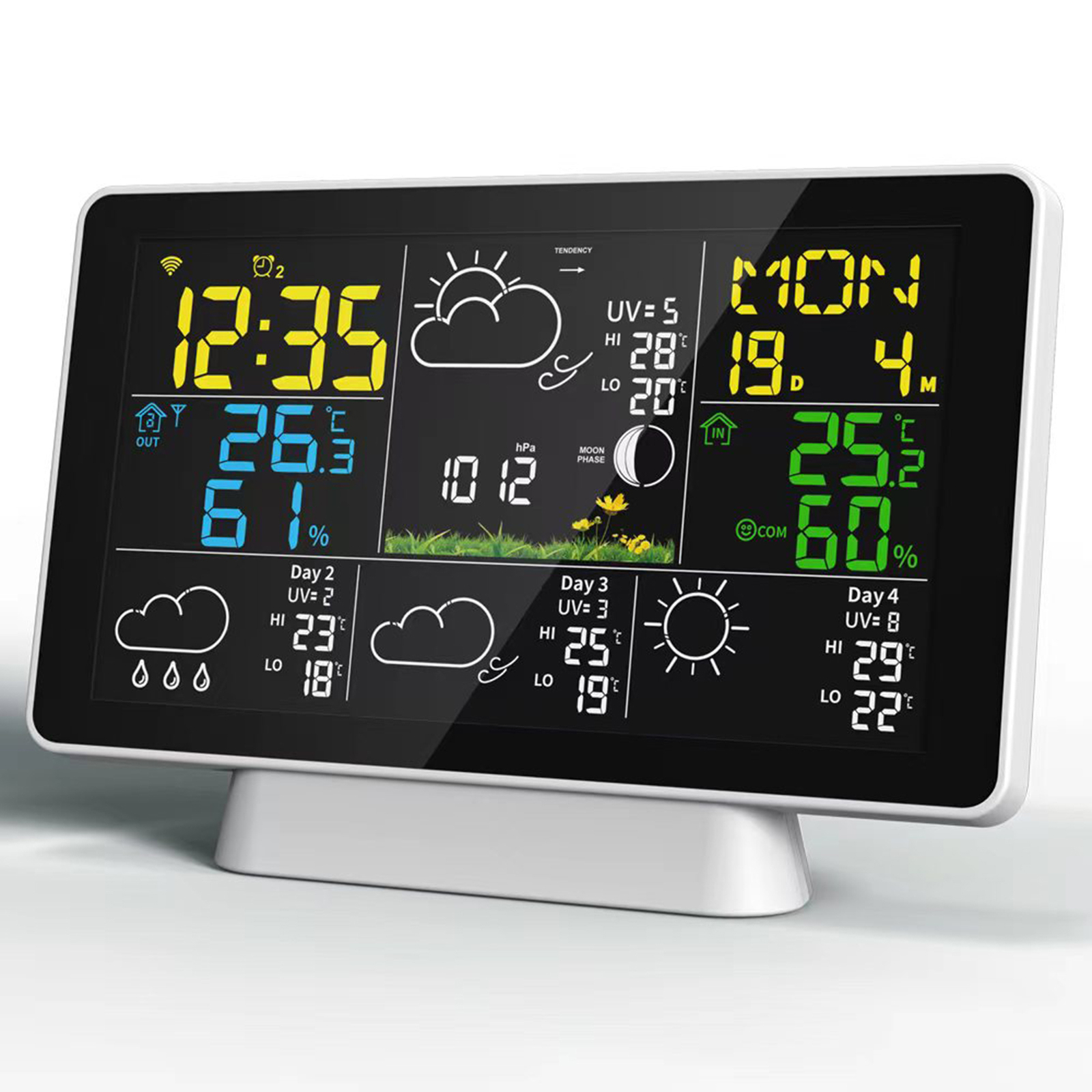 WiFi Weather Station Smart Weather Clock Calendar 4-Day Weather Forecast Y5U9