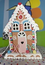 Jingles And Joy Gingerbread House Light-Up Christmas Decor 14" Tall (boxed)