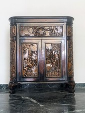 MOBILE BAR CINESE COCKTAIL ANTICO IN LEGNO INTAGLIATO BASSORILIEVO UNICO