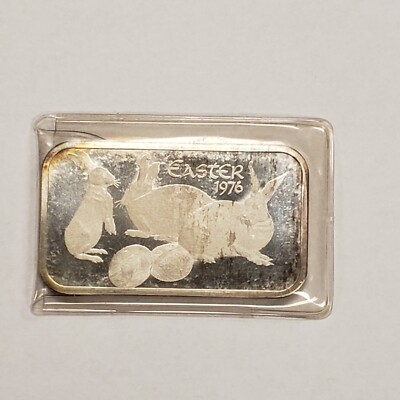 1 oz 999 Silver Art Bar - Easter 1976 Madison Mint - Bunny Rabbit