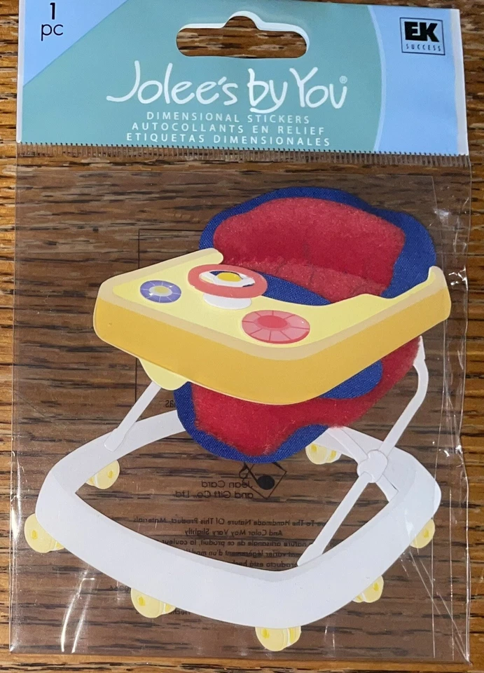 RARE Jolees Baby Walker Boy Girl Learning To Walk Infant Toy Scrapbook Sticker - Image 3 of 4
