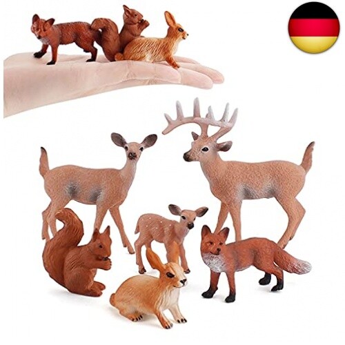 JOKFEICE Tierfiguren 6 Stück Kunststoff Waldtiere Figuren Deer Figuren