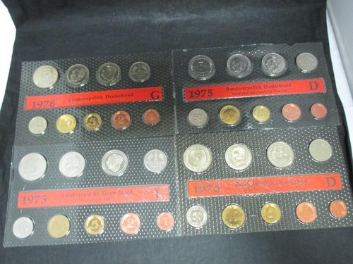 4 x Coin Sets - West Germany DM 1975 D/J, 1978 G, 1976 D - EF in Foil GS4168