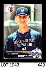 1-2017 BOWMAN DRAFT PAPER BASE CADEN LEMONS BREWERS CARD#BD-66 QTY
