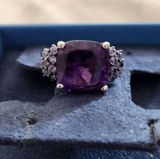 5.50 Carat Amethyst and .40 ct. t.w. Tanzanite Ring in Sterling Silver.Size 7