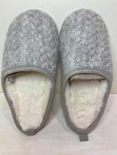 Charter Club sweater knit faux-fur women's slippers Memory Foam Gray Small 5-6