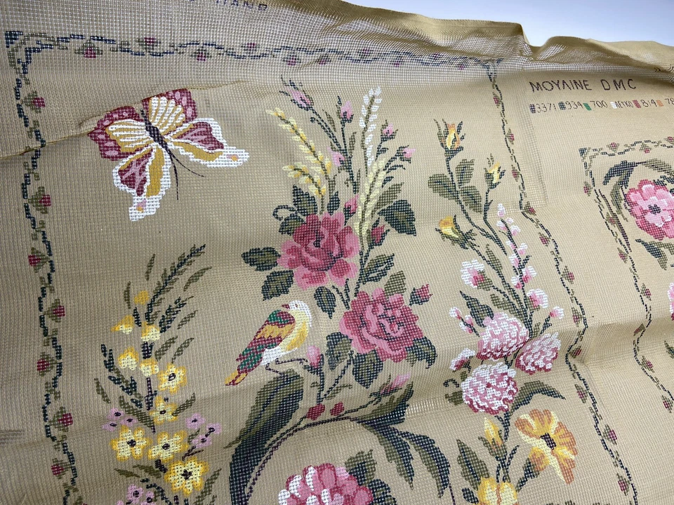 DMC Needlepoint Tapestry Canvas Floral Butterfly 38in X 15in Rome 10 Count - Image 4 of 4