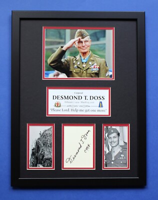 DESMOND T. DOSS AUTOGRAPH framed masterly display WW2 Hacksaw Ridge