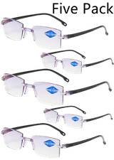 5 Pack Bifocal Reading Glasses Rimless Anti Blue Ray Computer Readers Men Women