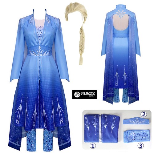 Simile Frozen 2 pz Elsa Vestito Costume Carnevale Donna Woman Dress up  FROWOM06 | eBay