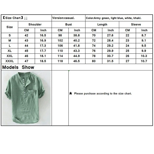 Sommer Herren Leinen Baumwolle Kurzarm Knopfleiste Hemden Brusttasche Bluse Tops - Bild 2 von 14