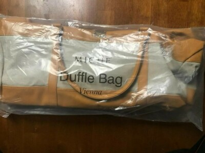 Miche Vienna Duffle Bag in Oatmeal & Butterscotch- shoulder strap, short handles