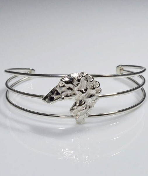 Borzoi 3D Kopf Starres Armband In 925 Silber Luce-image
