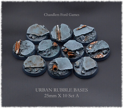 25mm Urban Rubble Bases 40k AOS Kill Team DnD Handmade Resin Unpainted